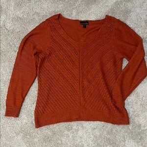 Attention Rust V-Neck Sweater